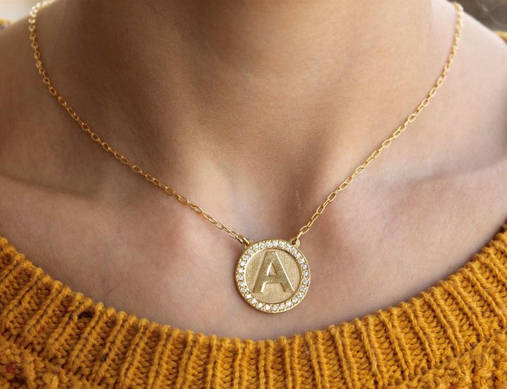ZIRCON CIRCLE NECKLACE WITH LETTER