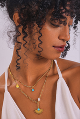 Necklace with small blue pendant