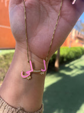 Pink name necklace with zircon