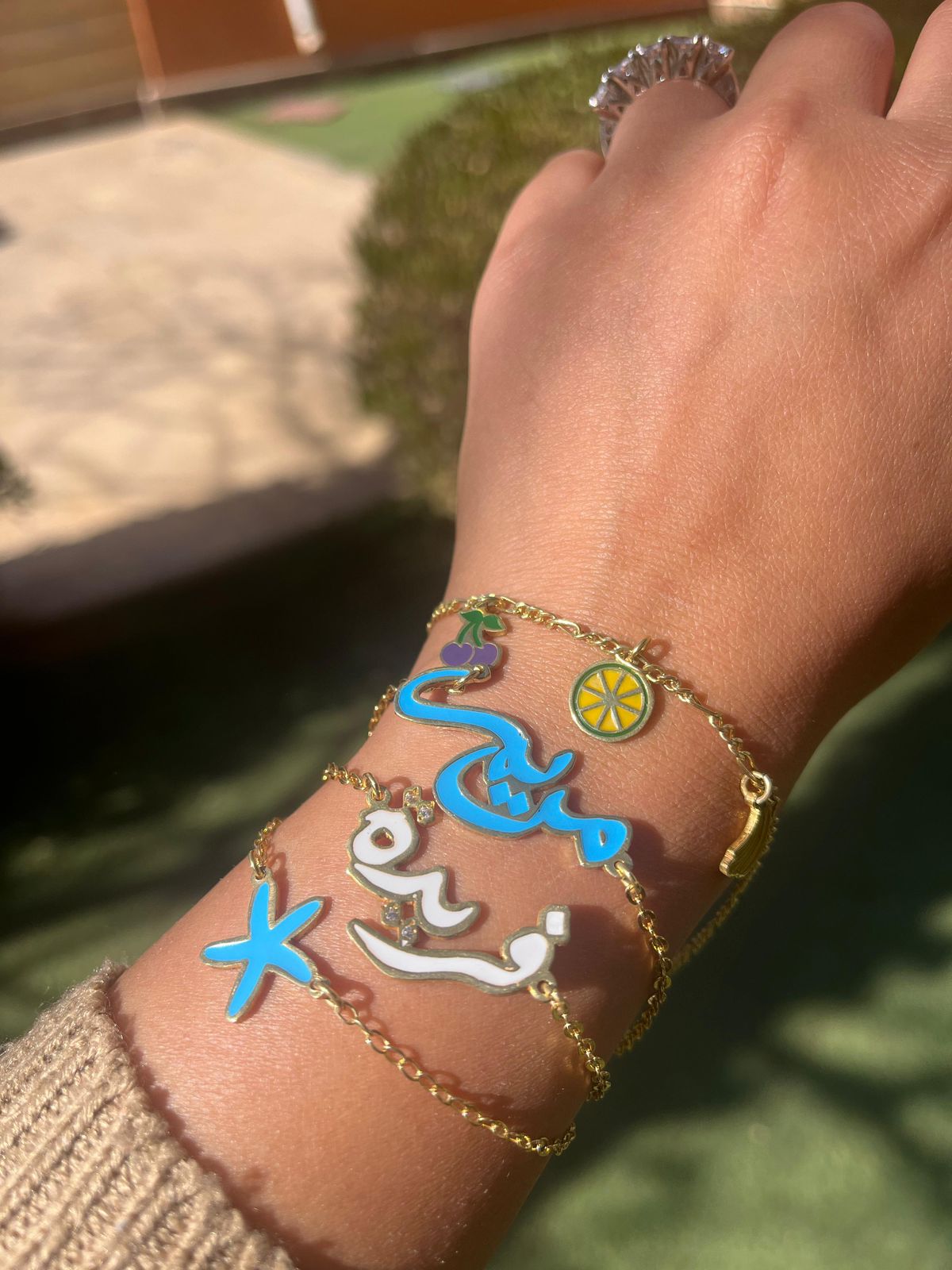 Blue name bracelet