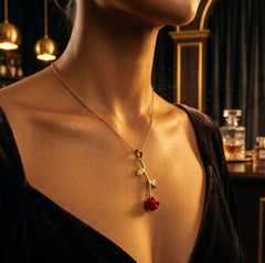 Red flower necklace