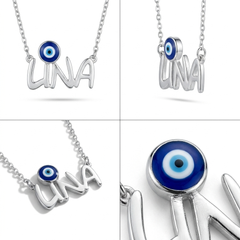 Disney Name Necklace With Evil Eye On Dot