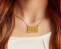 BIG NAME NECKLACE WITH ZIRCON DOTS NECKLACE