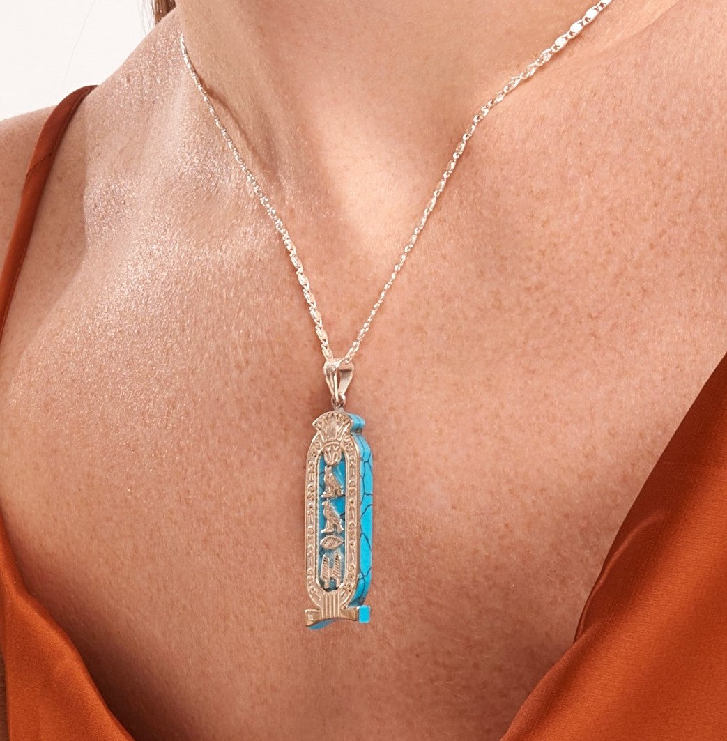 Blue Hieroghlypic Necklace