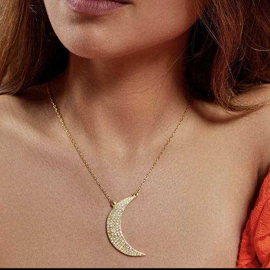 THE MOON NECKLACE WITH ZIRCON DOTS