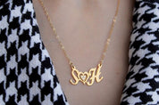 Side Initials Zircon Necklace