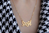 Side Initials Zircon Necklace