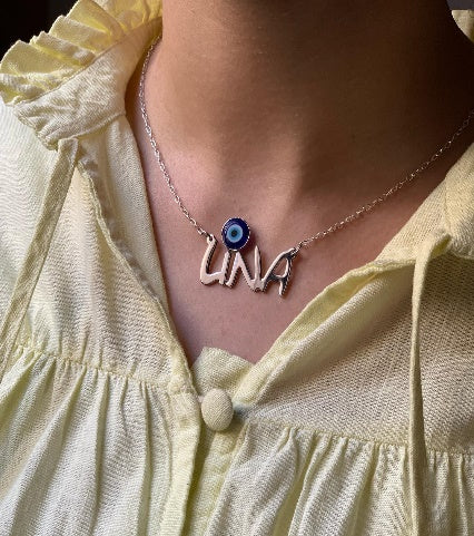 Disney Name Necklace With Evil Eye On Dot