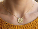 Zircon Circle Necklace with Letter