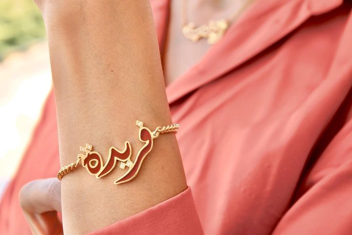 DOTS ZIRCON NAME BRACELET WITH RED COLOR