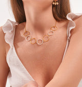 Circle Necklace Colored With Zircon