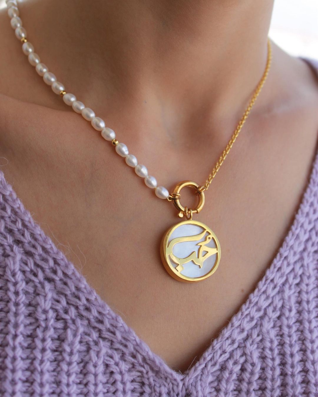 CIRCLE SEASHELL NECKLACE WITH PEARL