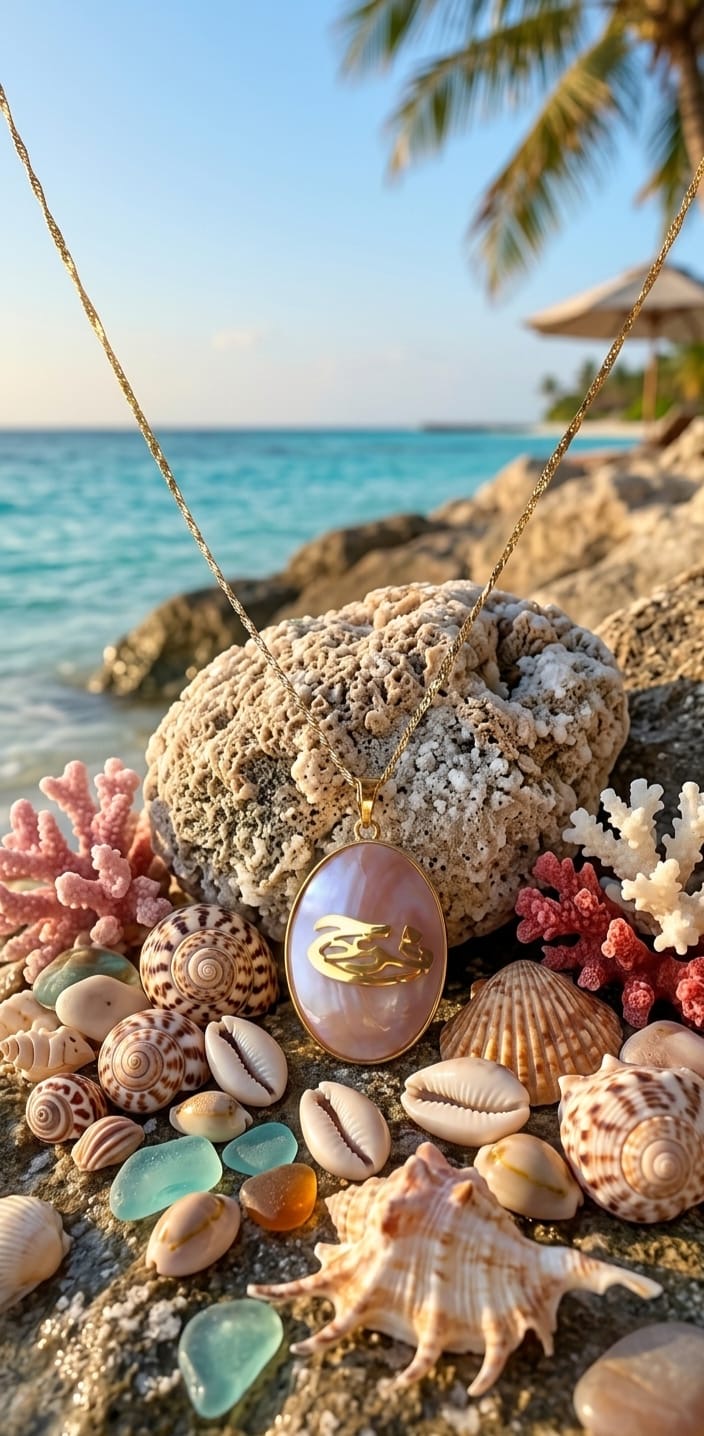 Pink seashell necklace