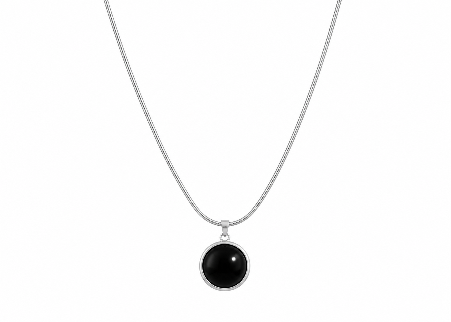 Black Circle Stone Necklace