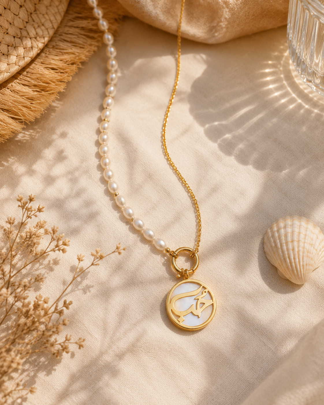 Circle Seashell Necklace With Pearl