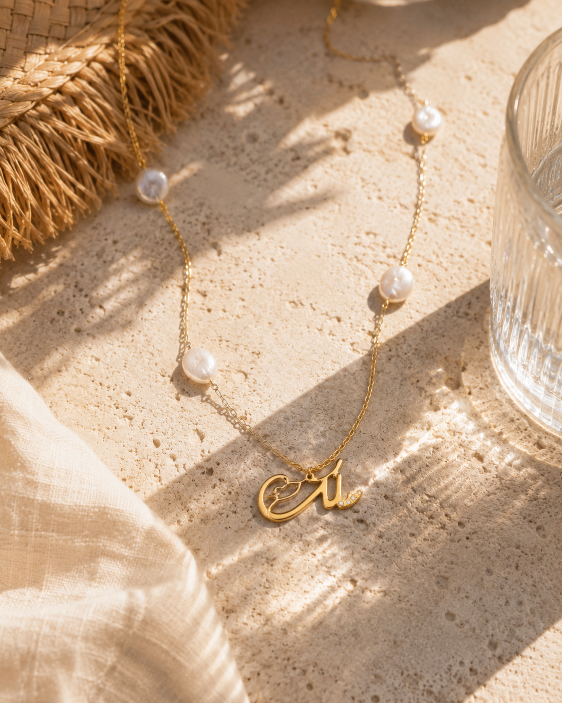 Name Necklace With Four Seashells