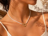Pearl Necklace With Wide Ring