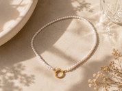 Pearl Necklace With Wide Ring
