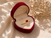 Red Heart Stone Ring With Zircon