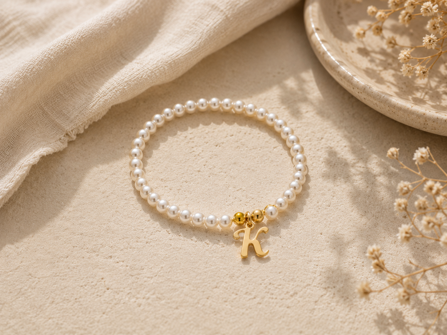 Pearls Bracelet With Letter