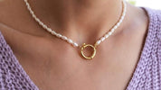 Pearl Necklace With Wide Ring