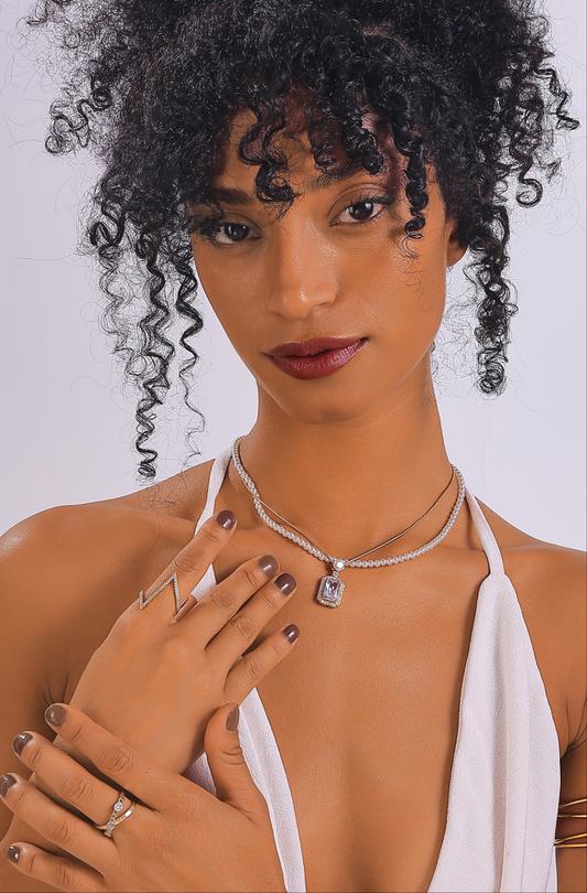Necklace with square pendant