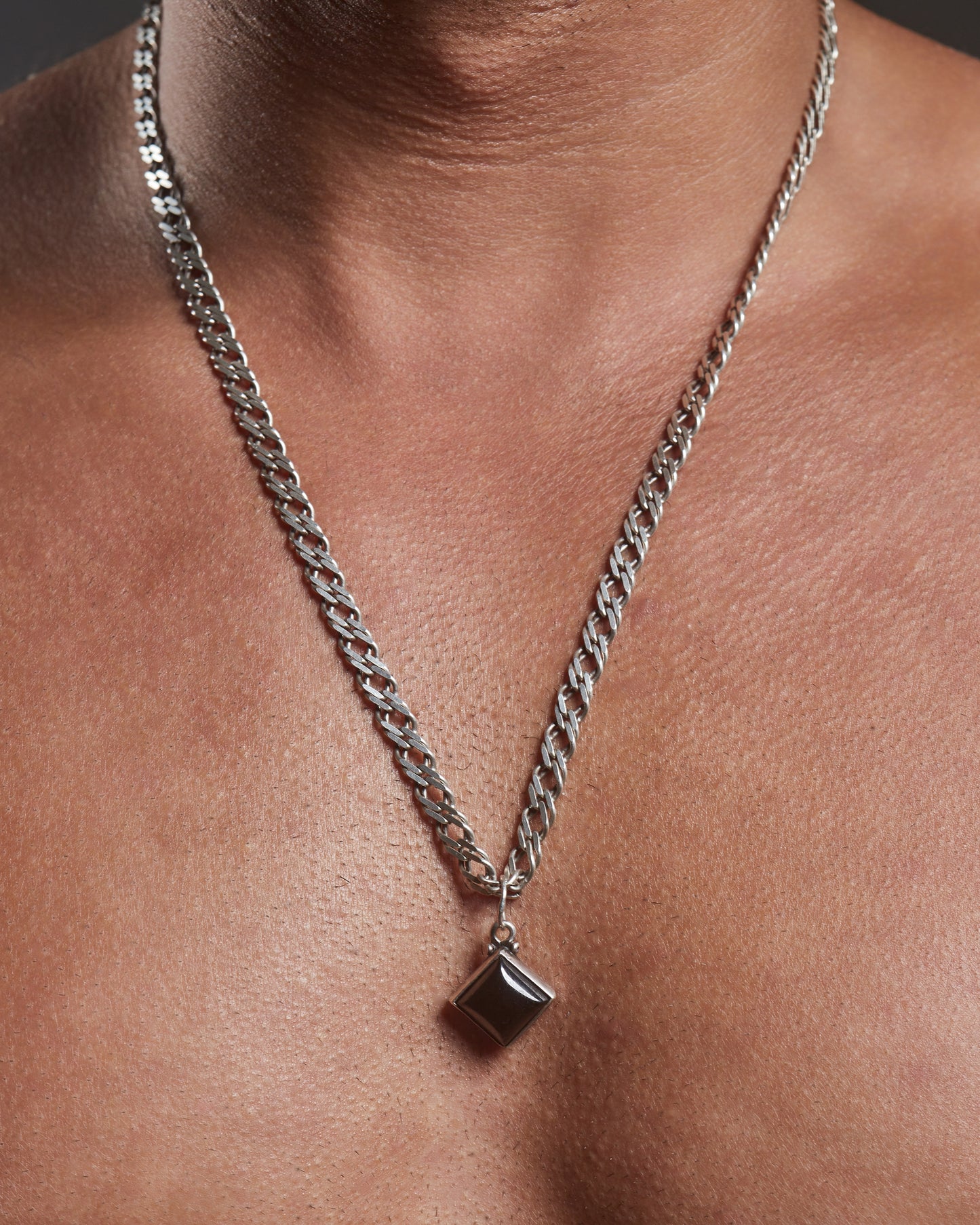 Double Diamond Cut Curb Necklace