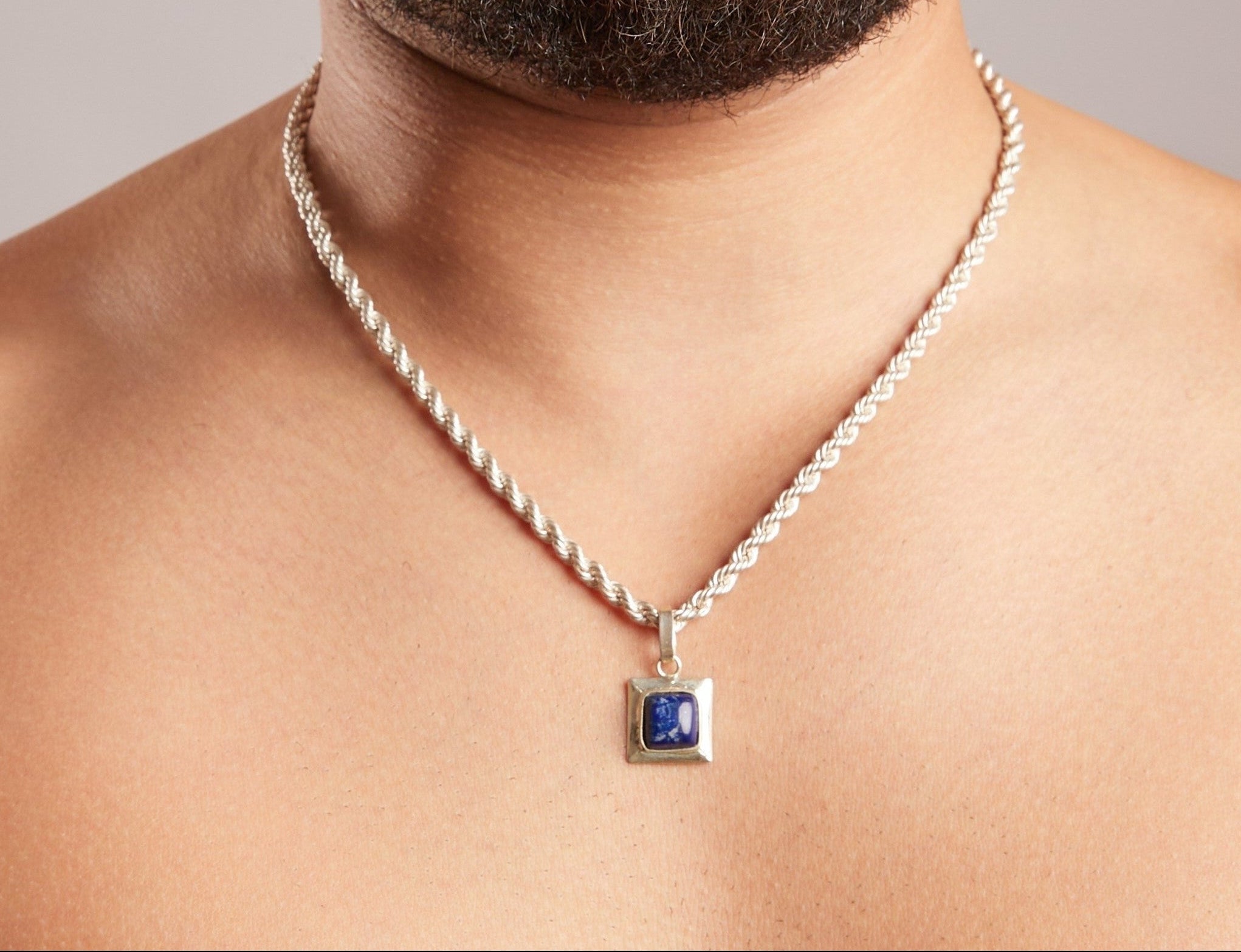 Thick Blue Stone Necklace