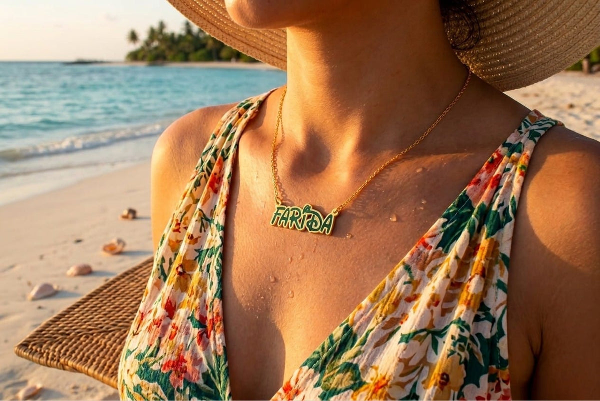 Green disney name necklace