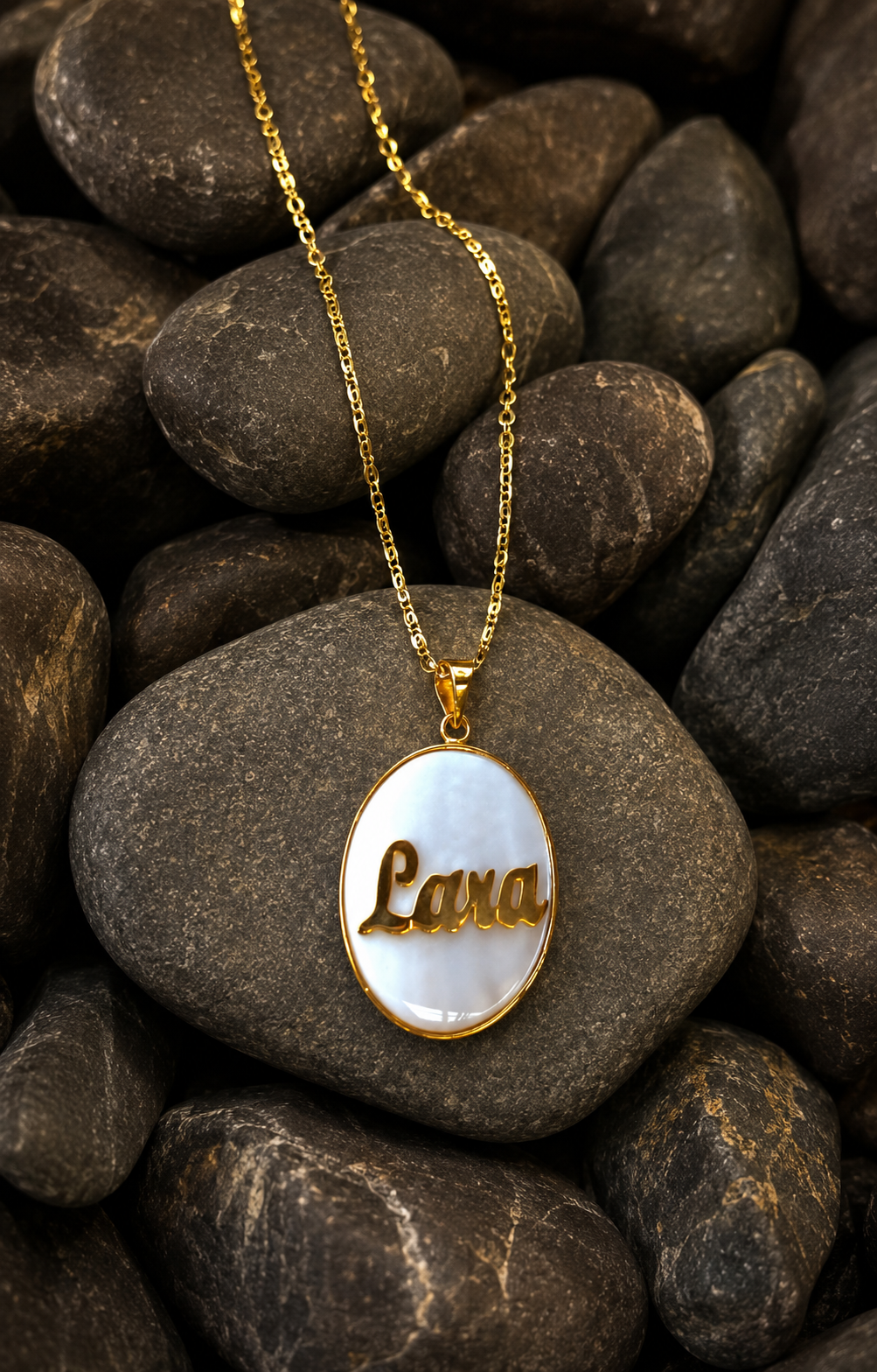 White Oval Seashell Necklace