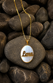 White Oval Seashell Necklace