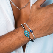 2-Piece Turquoise Amulet & Evil Eye Beaded Bracelet Set