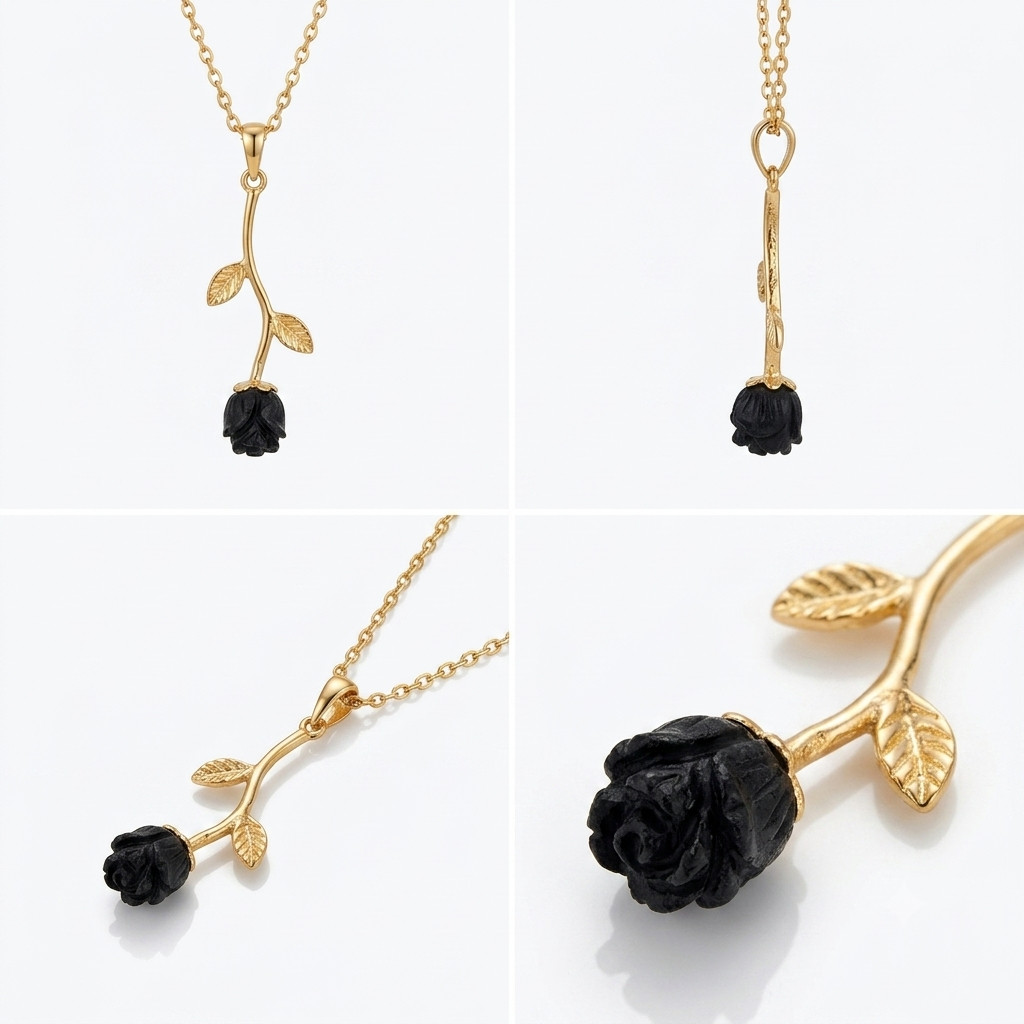 Black flower necklace