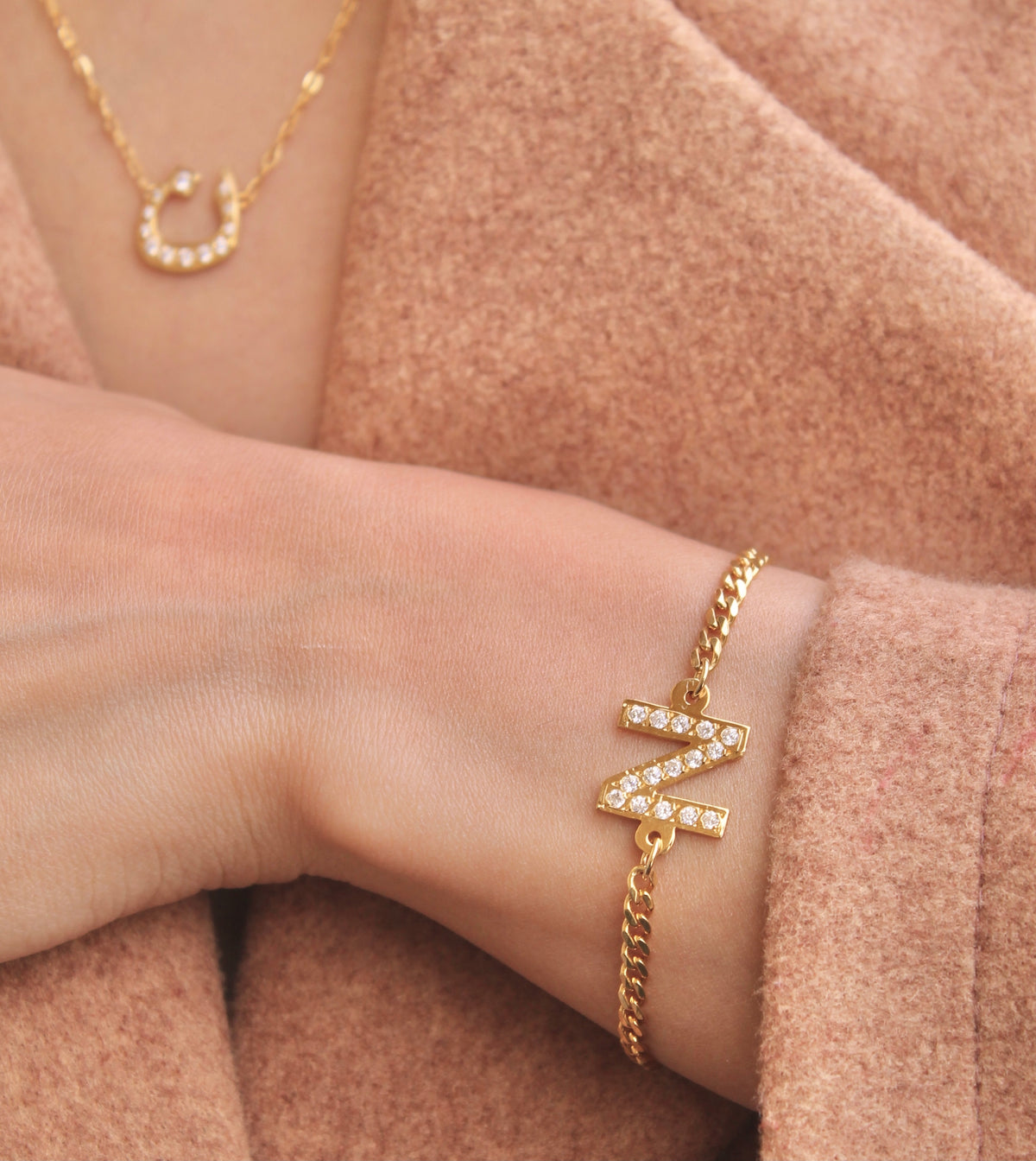 Zircon letter bracelet