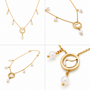 Letter Circle Seashell Necklace With Pearls