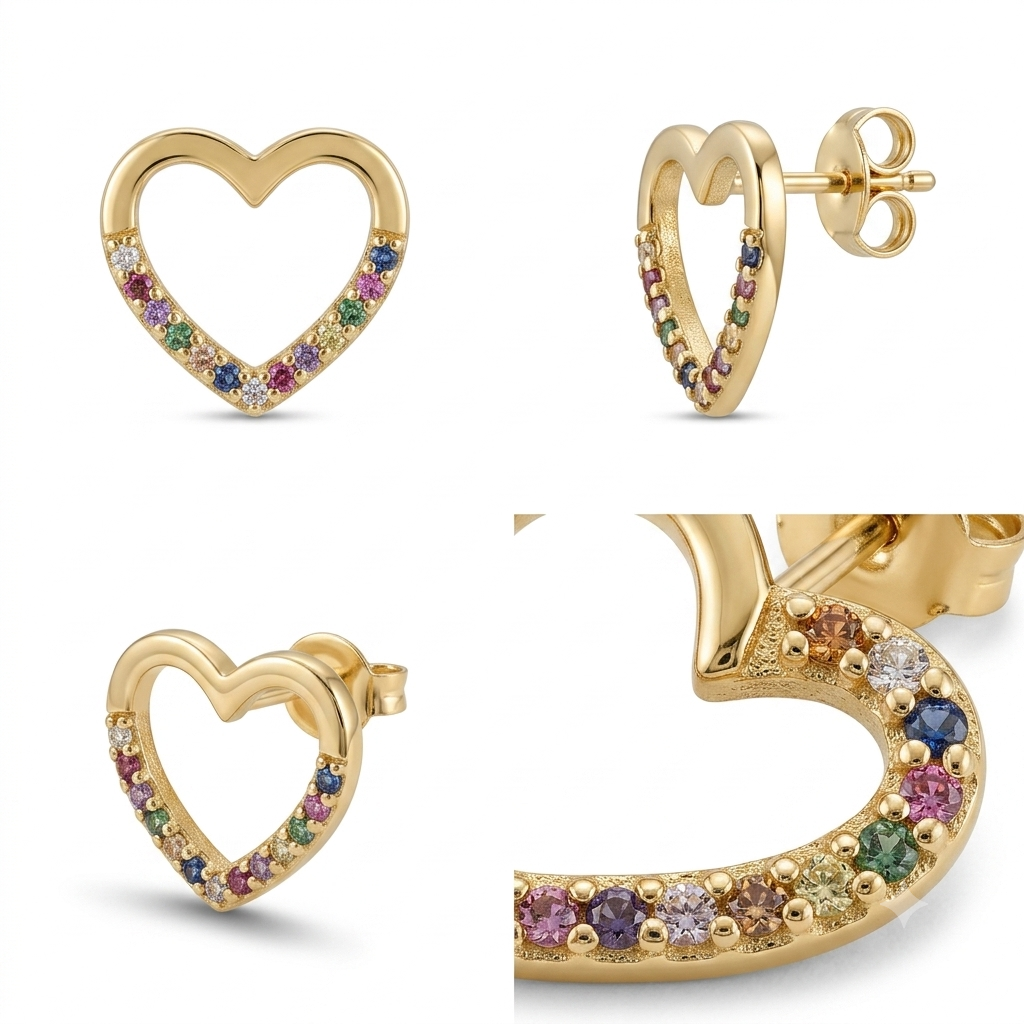 Heart Earrings wtih Zircon