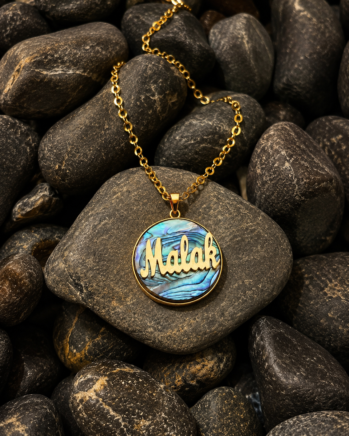 Blue Circle Seashell Necklace