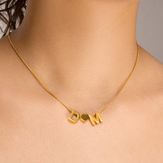 Two letters - One heart Necklace