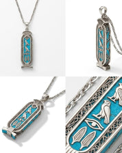 Blue Hieroghlypic Necklace
