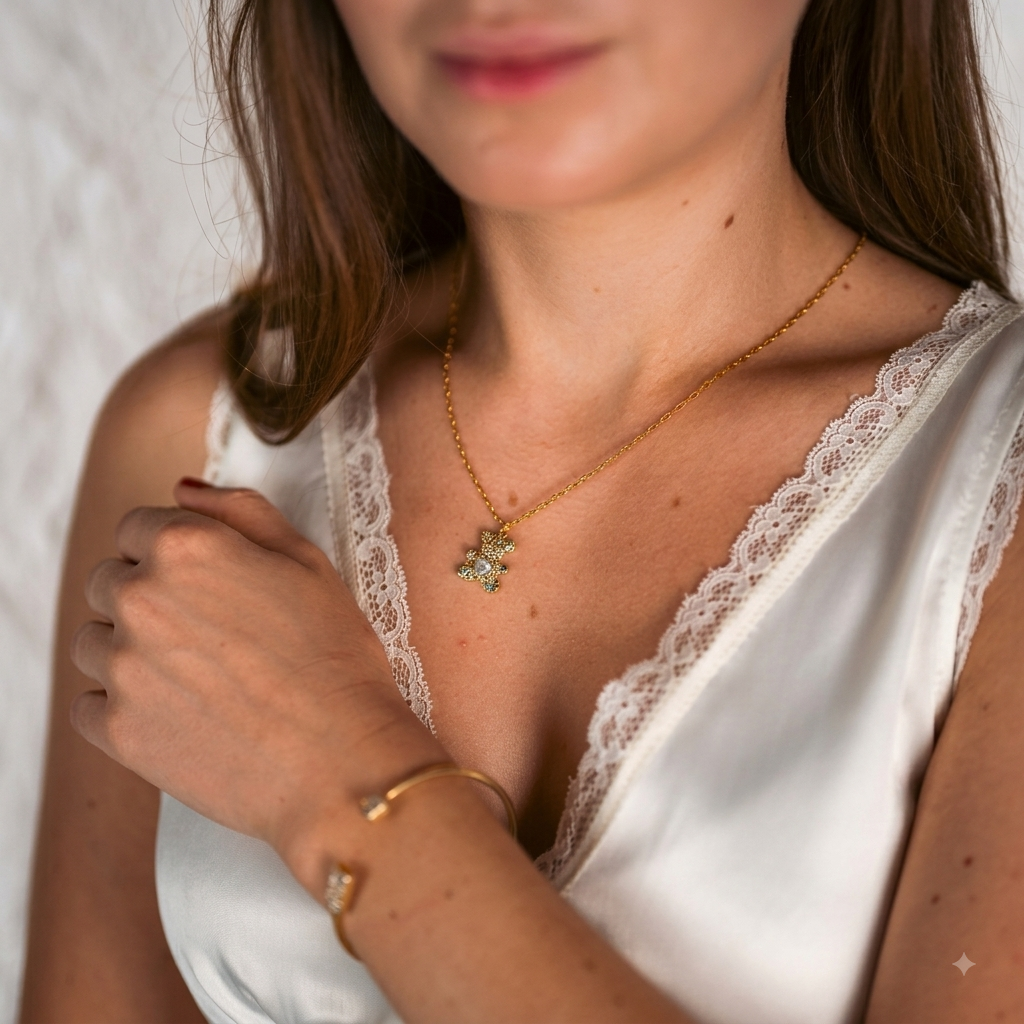 Golden TeadyBear Necklace