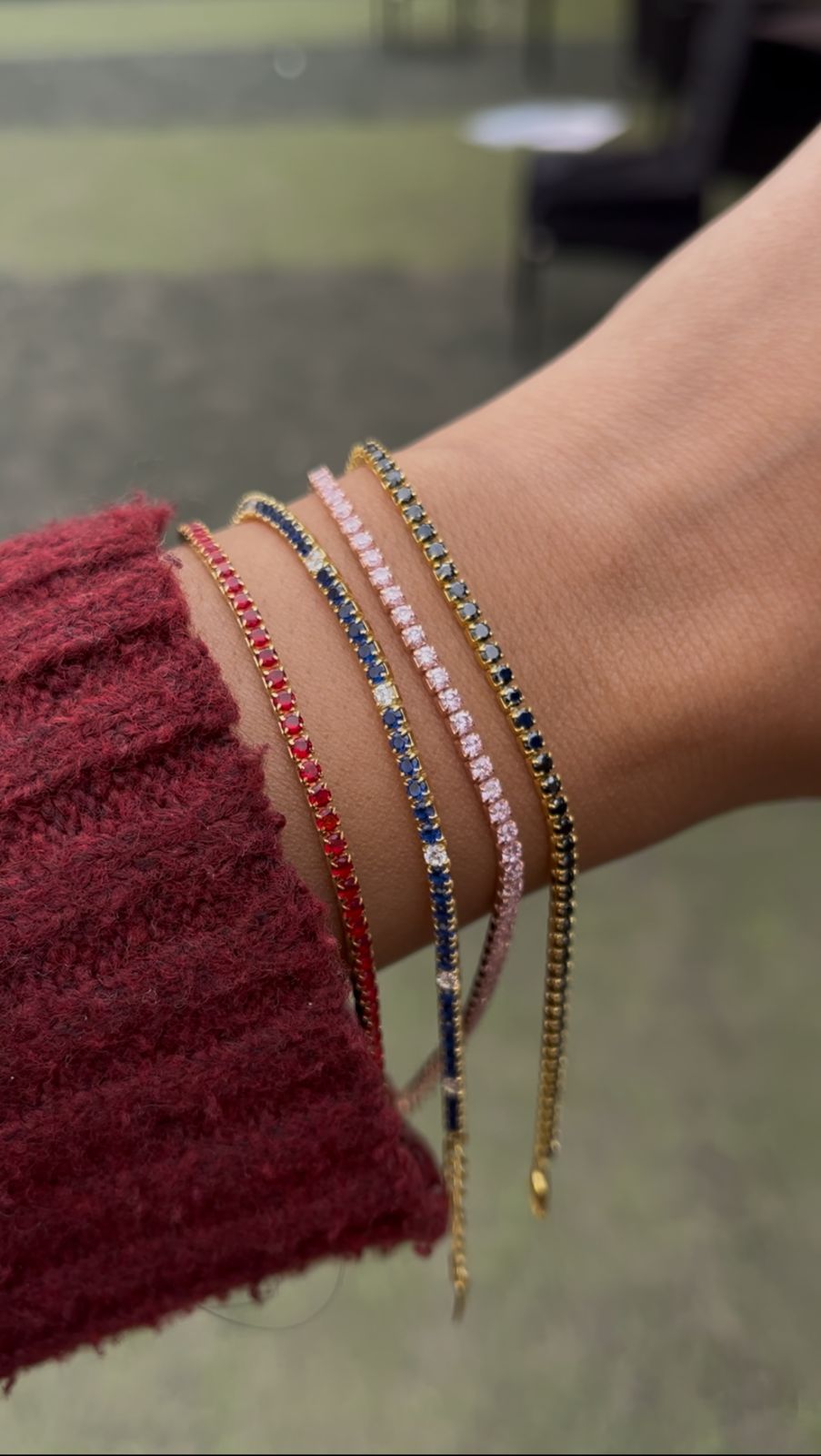 Colored stone tennis bracelet