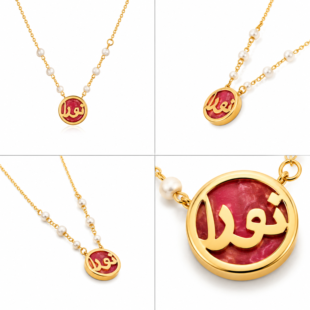 Red Circle Seashell Necklace