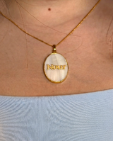 White Oval Seashell Necklace