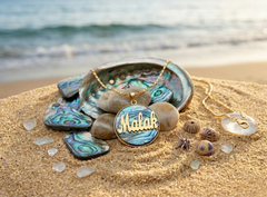 Blue Circle Seashell Necklace