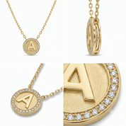 Zircon Circle Necklace with Letter