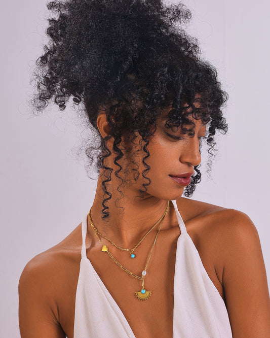 Half sun necklace with pearl and heart